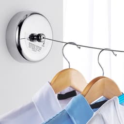 Dailygoods- Waslijn Zware Kwaliteit - Intrekbaar - Roestvrij Staal - Veiligheidsmechanisme - Voor Binnen/Buiten - 3,8 m Lengte - Kledingdrooglijn — thumbnail 5