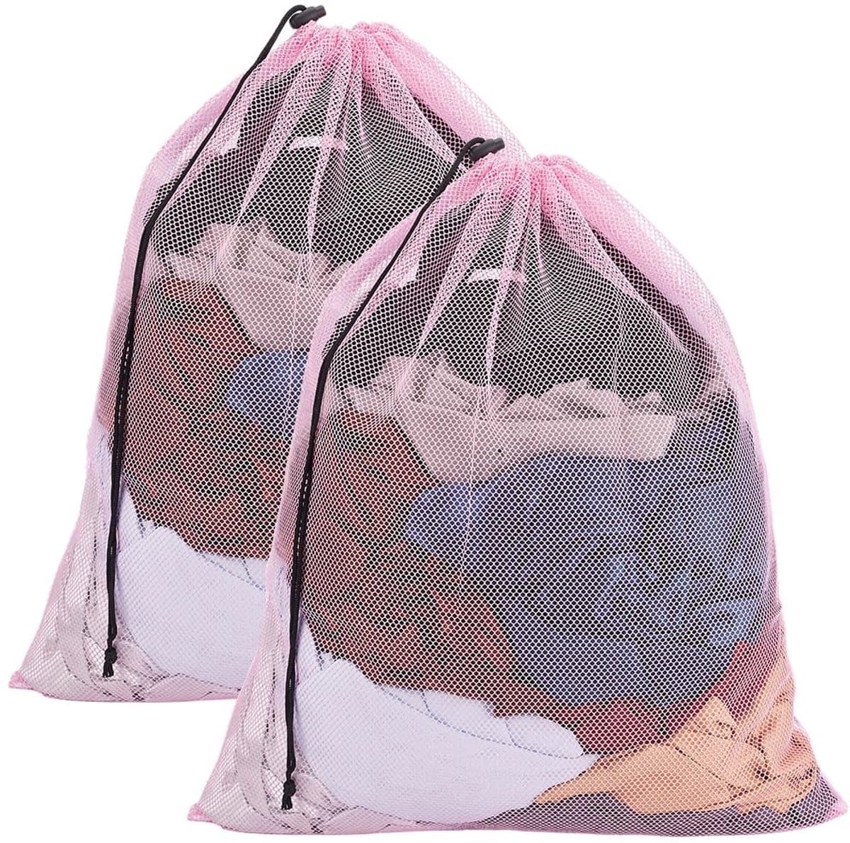 Dailygoods - 2 Stuks Mesh Waszakken met Trekkoord 62x49 cm — afbeelding 1
