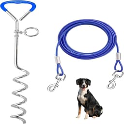 Grondanker Hond - Hondenlijn Grond - Buiten Spelen - Spiraalvast - 3 Meter - Blauw — thumbnail 1