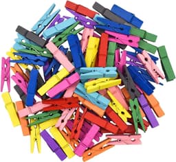 Houten Knijpers - Kleine Clips - Foto's Ophangen - Vrolijke Kleuren - 100 Stuks - Multicolor — thumbnail 3