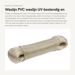 Dailygoods- Waslijn 50 Meter - UV-bestendig - Stabiele Staaldraad - Onderhoudsvriendelijk - Reiswaslijn - Transparant PVC - Wasdraad — thumbnail 1