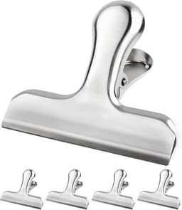 RVS Vershoudclips & Zakklemmen - Set van 5- Sterke Metalen Clips voor Voedsel, Foto's & Kantoor - Grote RVS Klemmen - Zilver- 55 mm — thumbnail 1