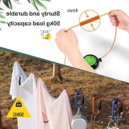 Verstelbare 10 meter lange waslijn voor buitengebruik, ideaal voor kamperen, tuin en reizen, draagbaar en ruimtebesparend — thumbnail 3