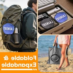 Vouwbare Waterdichte Waszakken voor Reizen - 2 Stuks, Ideaal voor Camping en Opbergen van Vuile Kleding (53 x 52 cm) — thumbnail 3