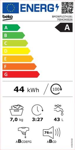 Beko B300 BM3WFU3741B1 - Wasmachine - 7 kg - 1400 RPM — thumbnail 2
