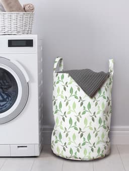 ABAKUHAUS bladwaszak, theebladeren vervaagde kleuren, wasmand met handvatten trekkoord voor wasserettes, groen legergroen — thumbnail 3