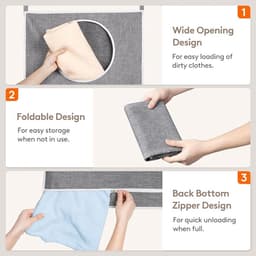 Hangende Waszak aan Deur, Grote Opvouwbare Vuile Wasmand, Wasmand Tas voor Badkamer en Slaapkamer, Opbergmand Vuile Was, Lichtgrijs, Set van 2 — thumbnail 4