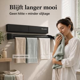 Vellano Wanddroogrek Inklapbaar – Premium Wasrek Muur 100 cm – 5 m Drooglengte – Stevig & Ruimtebesparend – Incl. Boormal & Bevestigingsset – zwart — thumbnail 3