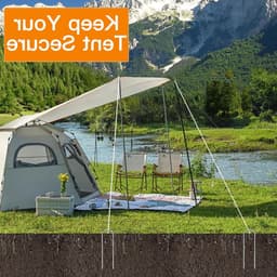 Set van 6 U-vormige zware metalen tentpinnen van 30 cm, verzinkte stalen grondankers voor trampolines, windbestendige en stevige ankers voor bouncy castles, kamperen en luifels — thumbnail 4