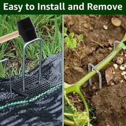 Grondankers Set U-Vormig - Extra Sterke Bevestiging - 100 Haringen + 100 Schijven Verzinkt Anti-Roest - Inclusief Hamer & Handschoen - Voor Worteldoek Tuin - Tuinankers Grondpennen Bevestigingsset — thumbnail 3
