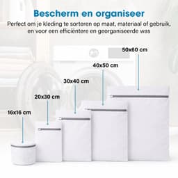 Cailean - Waszakken - 5 Stuks - Verschillende maten - Mesh Laundry Bags - Waszak - Waszakjes Met Rits - Waszakken voor wasgoed - 16 x 16 - 20 x 30 - 30 x 40 - 40 x 50 - 50 x 60 cm — thumbnail 2