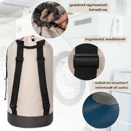Grote Waterdichte Waszak van 90L - Vouwbare Wasverzamelaar met Verstelbare Schouderbanden voor Studenten en Thuisgebruik in Grijs — thumbnail 3