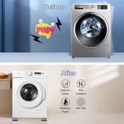 4 stuks antivibratiepads voor wasmachine - Voorkomt beweging van wasmachine en droger - Voorkomt geluids- en trillingsoverdracht - Antivibratiestabilisatorsteunvoetjes (verhoging 4,5 cm) — thumbnail 2