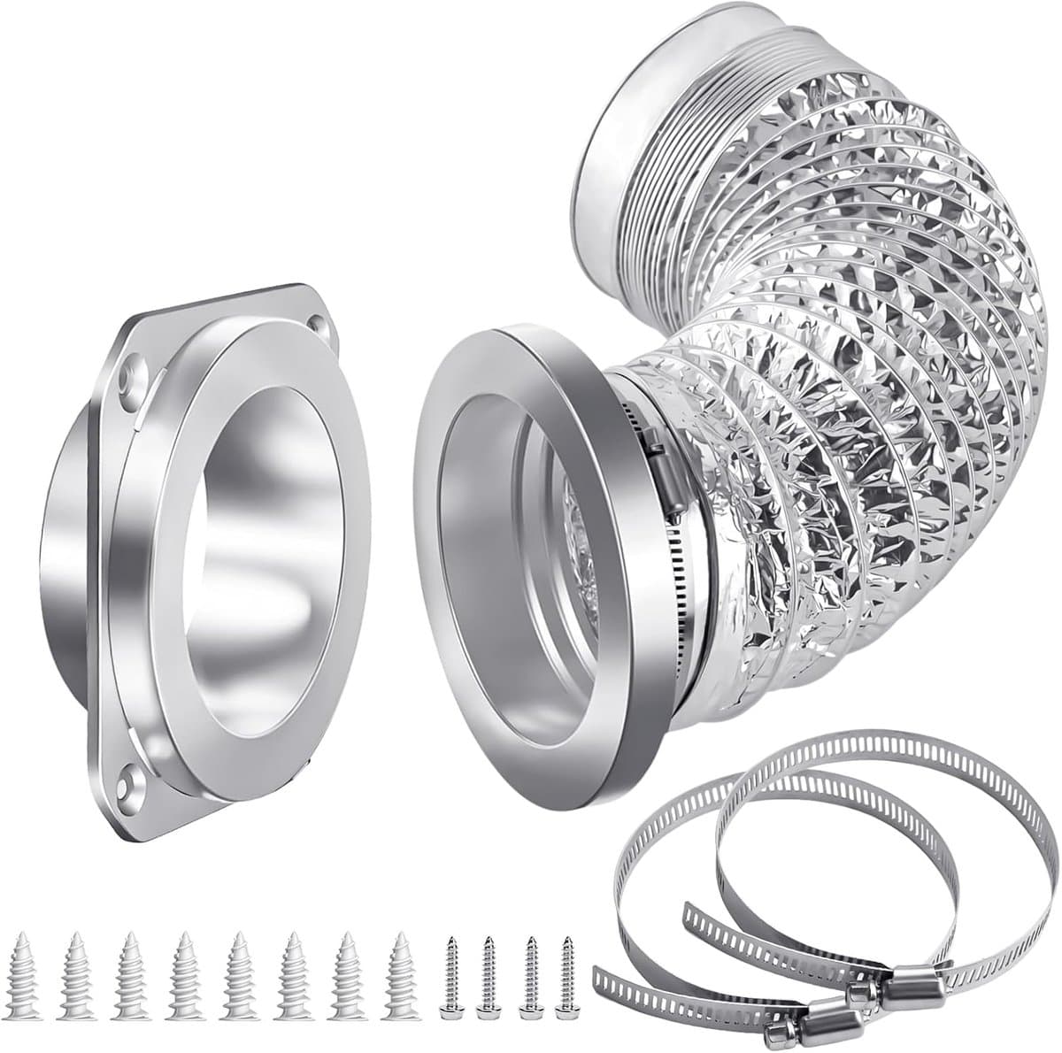 Ulisem - Magnetische droogafvoerconnector - Luchtdichte afdichting - 0.8 meter slang - 10 cm diameter - 2 slangklemmen - Eenvoudige installatie - Hittebestendig - Geschikt voor wasruimte en airconditioner — afbeelding 1