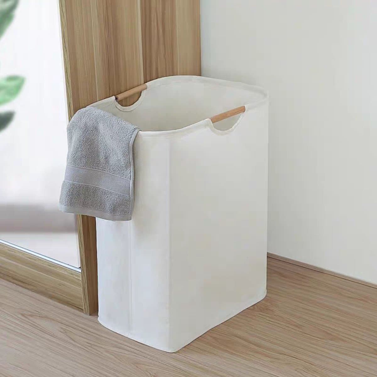 FloraGrace Wasmanden - Grote Wasmand Stoffen Wasmand Opvouwbare Wasmand Laundry Basket Met Hengsel Voor Badkamer / Slaapkamer, Oxford-Stof, Wit — afbeelding 1