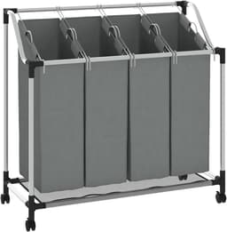 TIM® Wasmand 4 Vakken - Wasmand - Wassorteerder - 20KG - Grijs - 96cm x 40cm x 92cm — thumbnail 1