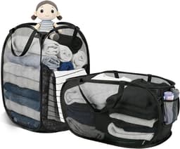 Duurzame Vouwbare Wasmanden van Mesh met Handige Pocket - Grote Wasmand voor Badkamer, Studentenhuis en Reizen — thumbnail 1
