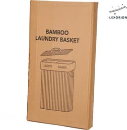 Lexorion Wasmand met Deksel XL - Bamboe - 2 Vakken - Wassorteerder - 2 Wasbare Katoenen Waszakken - Handvatten - 100 Liter - Natuurlijk Bruin — thumbnail 5