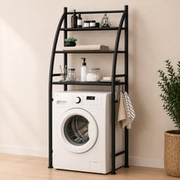 MeubelsvanJoep wasmachine ombouw rek zwart 166 x 65 x 25 cm - Wasmachine rek met opbergruimte zwart - Wasmachine rek bovenlader zwart - Wasmachine rek voorlader zwart - Toilet kast - Wc meubel - Wc kast — thumbnail 1