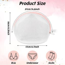 2 stuks BH wasnet - Netwasnet met ritssluiting voor wasmachine - Herbruikbare waszakken voor kleding, ondergoed en beha's - Roze — thumbnail 3