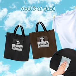 2 Stuks Waszakken 53x54cm met 2 Compartimenten, Dikke Handvatten, Herbruikbare Grote Waszakken voor Vuile Kleding, Sport, Strand en Camping — thumbnail 3
