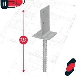 Paaldrager voor Inbetonneren - Betonanker Houtverbinder - Fundering Verstevigen - Thermisch Verzinkt Corrosiebestendig - 130x90x6mm - Zilver — thumbnail 5