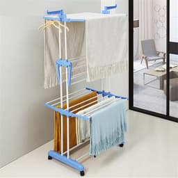 Droogrek Toren - Wastoren Opvouwbaar - Kleding Drogen - Ruimtebesparend Ontwerp - 4 Niveaus - Blauw Wit — thumbnail 2