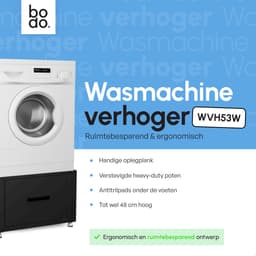 Bodo® - Wasmachine Verhoger - Dubbel - Kast - Ombouw met Lade - Zwart - 124x58x44-48cm — thumbnail 5