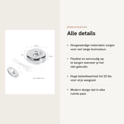 Dailygoods- Waslijn Intrekbaar 2,8M - Roestvrij Staal - Nylon - Binnen/Buiten - Hoge Belastbaarheid 10 kg - Eenvoudig te Installeren - Kledinglijn — thumbnail 2