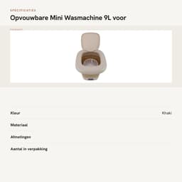 Dailygoods- Wasmachine Opvouwbaar 9L - Draagbare Mini-wasmachine - Hoogwaardige ABS/Siliconen - Geschikt voor Appartementen/Slaapzalen - Lichtgewicht en Compact - Miniwasmachine — thumbnail 2
