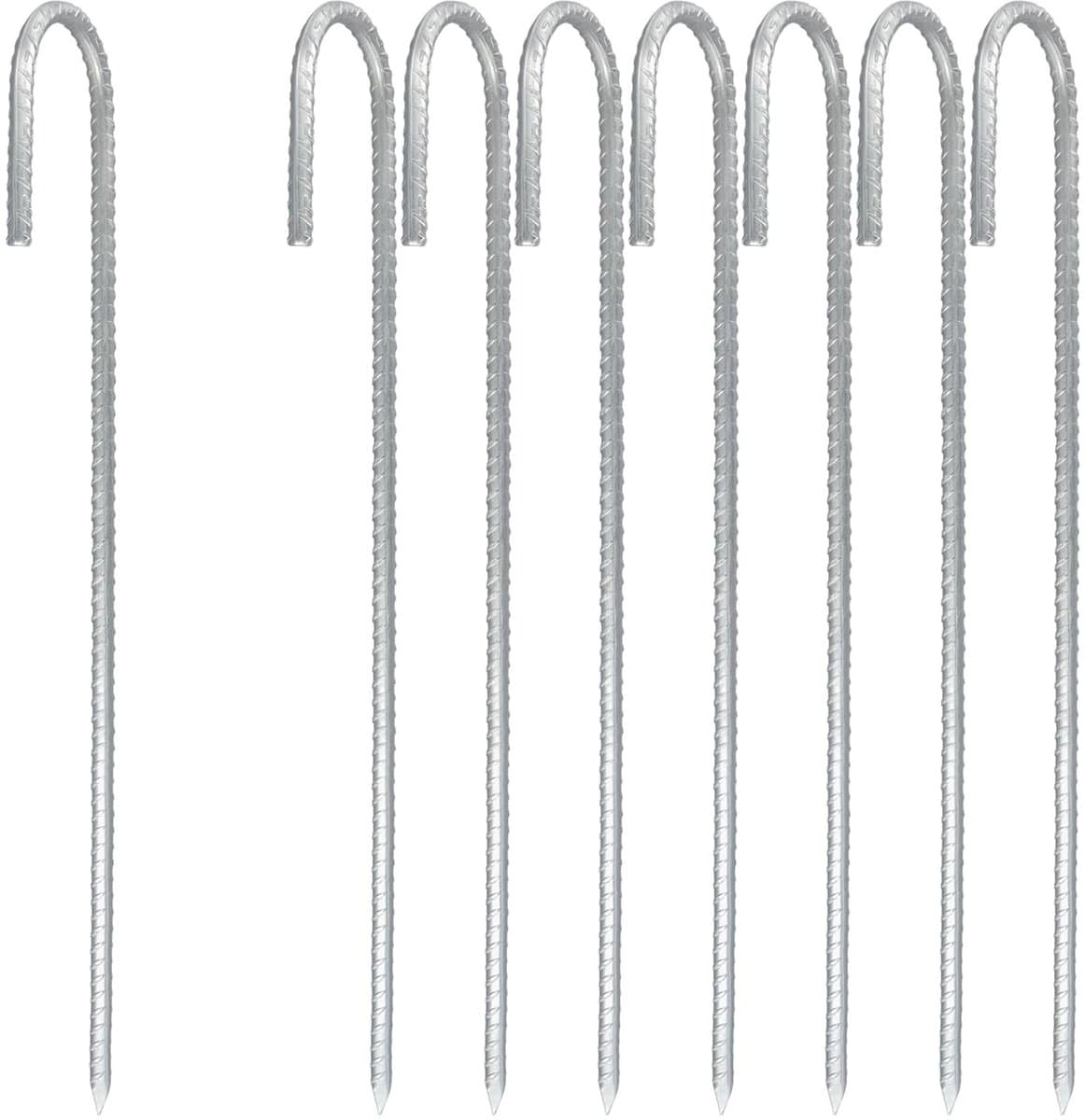 Dailygoods- Grondanker Verzinkt Staal - 8 Stuks - J-vormige Haringen - Tuinharingen - Camping - Outdoor Activiteiten - Geschikt voor Diverse Bodems - Tentharing — afbeelding 1