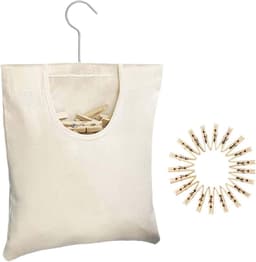 Wasknijperhouder Tas - Wasknijper Opberger - Was ophangen - 360 graden draaibare haak - 32 x 20 cm - Beige — thumbnail 1