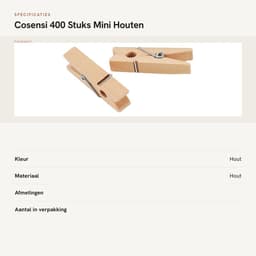 Dailygoods- Wasknijpers Mini Houten - Set van 400 - 3,5 x 0,7 cm - Voor Knutselen - Doe-het-zelf Decoratie - Betrouwbare Grip - Knutselmateriaal — thumbnail 4