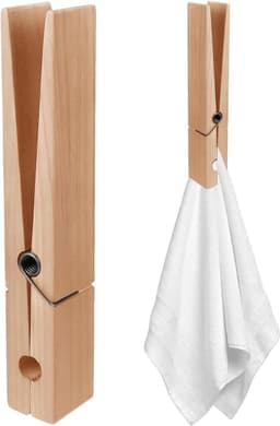 Houten Wasknijpers - Grote Clips - Handdoeken Ophangen - Slijtvast Materiaal - 30 cm Lengte - Houtkleur — thumbnail 1