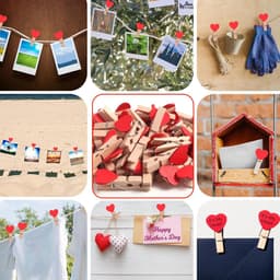 120 Pieces Wooden Clothes Pegs 3.5 x 0.8 cm with 50 m Cord, Wooden Clips, Small Clips for Hanging Photos, Postcards and All Kinds of Party Decorations — thumbnail 3