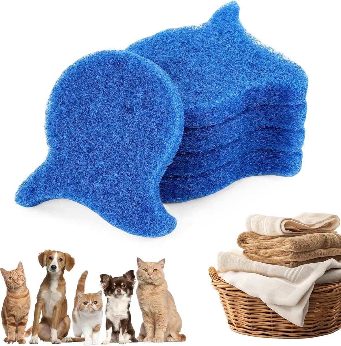 Wasballen - Pluisverwijderingsballen - Herbruikbaar - Pluisverwijderaar voor kleding - Zachte pluizenvanger voor kleding - Geschikt voor wasmachine en droger - Blauw - 5 stuks — afbeelding 1