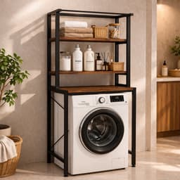MeubelsvanJoep wasmachine ombouw rek zwart 178 x 50 x 70 cm - Wasmachine rek met opbergruimte zwart - Wasmachine rek bovenlader zwart - Wasmachine rek voorlader zwart - Toilet kast - Wc meubel - Wc kast — thumbnail 1