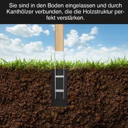 Paaldragers 6 stuks - Paalankers H-anker - Stevige Fundering - Robuust Gelakt IJzer - 600x60x111 mm - Zilver Grijs — thumbnail 5