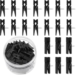 Houten Clips Punaises - Decoratieve Spelden - Foto's Ophangen - Nagels Vallen Niet Uit - 50 Stuks - Zwart — thumbnail 1