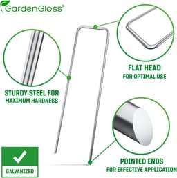 GardenGloss® Anti-Roest Stalen Grondankers (50 Stuks) - Stevige Grondankers Voor Onkruidmat, Tuinmat, Schutting & Camping - 150 mm Lang, 25 mm Breed, Ø 3 mm — thumbnail 2