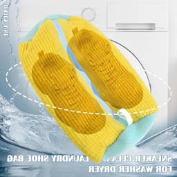 Dailygoods - Waszak voor schoenen – waszak voor schoenen met villosities, schoenentas voor wasmachine met ritssluiting, herbruikbaar, waszakken voor sneakers (blauw/verpakking 1) — thumbnail 3