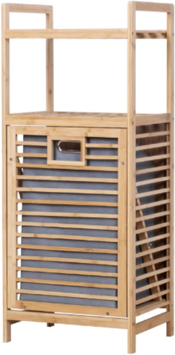Wasmand Meubel - Kast met plank - Was sorteren - Verhoogde poten - 95x30x40 cm - Houtkleurig — afbeelding 1