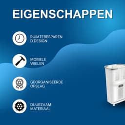 2-Laags Wasmand met Wielen – Multifunctionele Laundry Sorter met Uitneembare Wasmand – Badkamer Opberg Organizer – Grijs/Wit — thumbnail 5