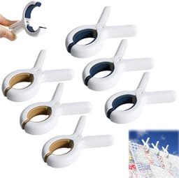 6 stuks - Knijpers - Handdoek clips - Antislip clips - Winddichte Handdoekclips - Sterke Clips voor Strand - Camping en Wasgoed - Blauw + Geel — thumbnail 1