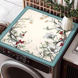 Wasmachine Droger Mat - Apparaat Beschermer - Apparaten Beschermen - Absorberend Sneldrogend - 50 x 50 cm - Blauw Beige — thumbnail 1