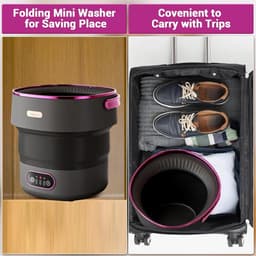 Stervia Opvouwbare Mini Wasmachine - Campingwasmachine - Centrifuge - 13 Liter - 3 Reinigingsmodi - Zwart - 32 x 32 x 33,5 cm — thumbnail 3