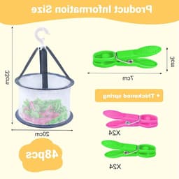 48 Stuks Kleurige Kledingknijpers - Winddichte Plastic Klemmen voor Waslijnen en Sokken, Ideaal voor Buitengebruik en Binnengebruik — thumbnail 5