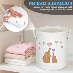 Vouwbare Ronde Baby Wasmand van Katoen met Handvat - Opbergmand voor Speelgoed en Kleding voor Kinderen, Jongens en Meisjes, Ideaal voor Kinderkamer en Speelruimte — thumbnail 2