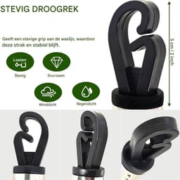 Uitschuifbare Waslijn Steun - Waslijn Paal - Buiten Was Drogen - Roestvrij Staal - 2.2 Meter - Zilver — thumbnail 5