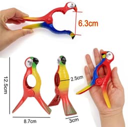 JHUBERS- Strandhanddoek Clips - 4x Papegaaienstijl - Grote Haringen - Voor Ligbedden/Ligstoelen - Max. 6,3 cm Opening - Stevig Kunststof - Handdoekclips — thumbnail 3